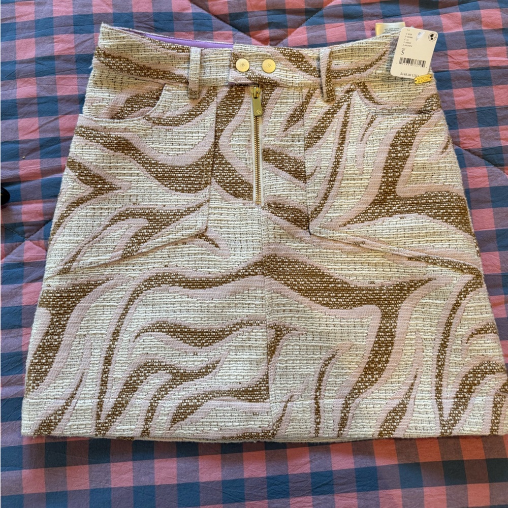 Anthropologie Brown and Cream Pencil Skirt